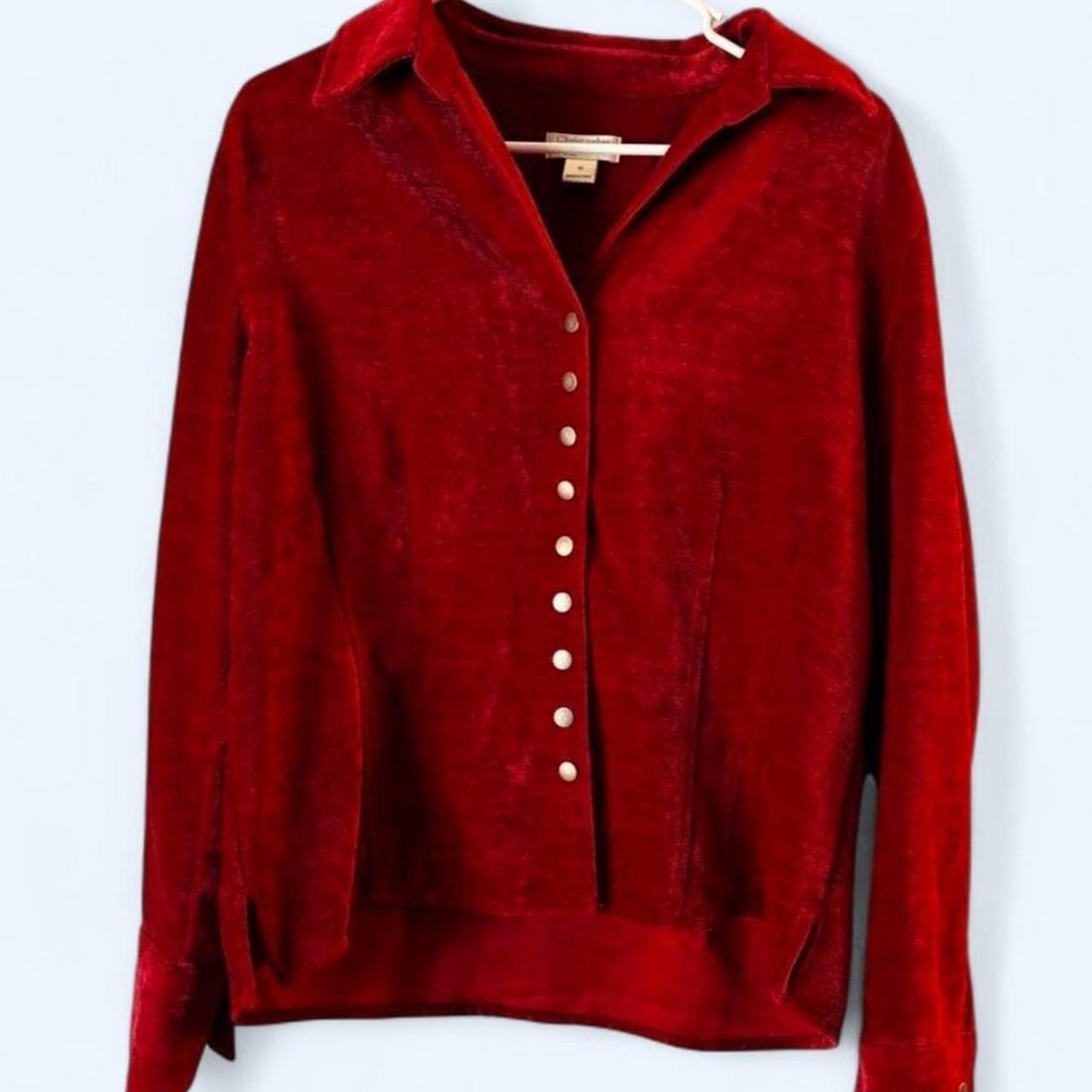 Classic Vintage Christopher & Banks Red Button Up Shirt